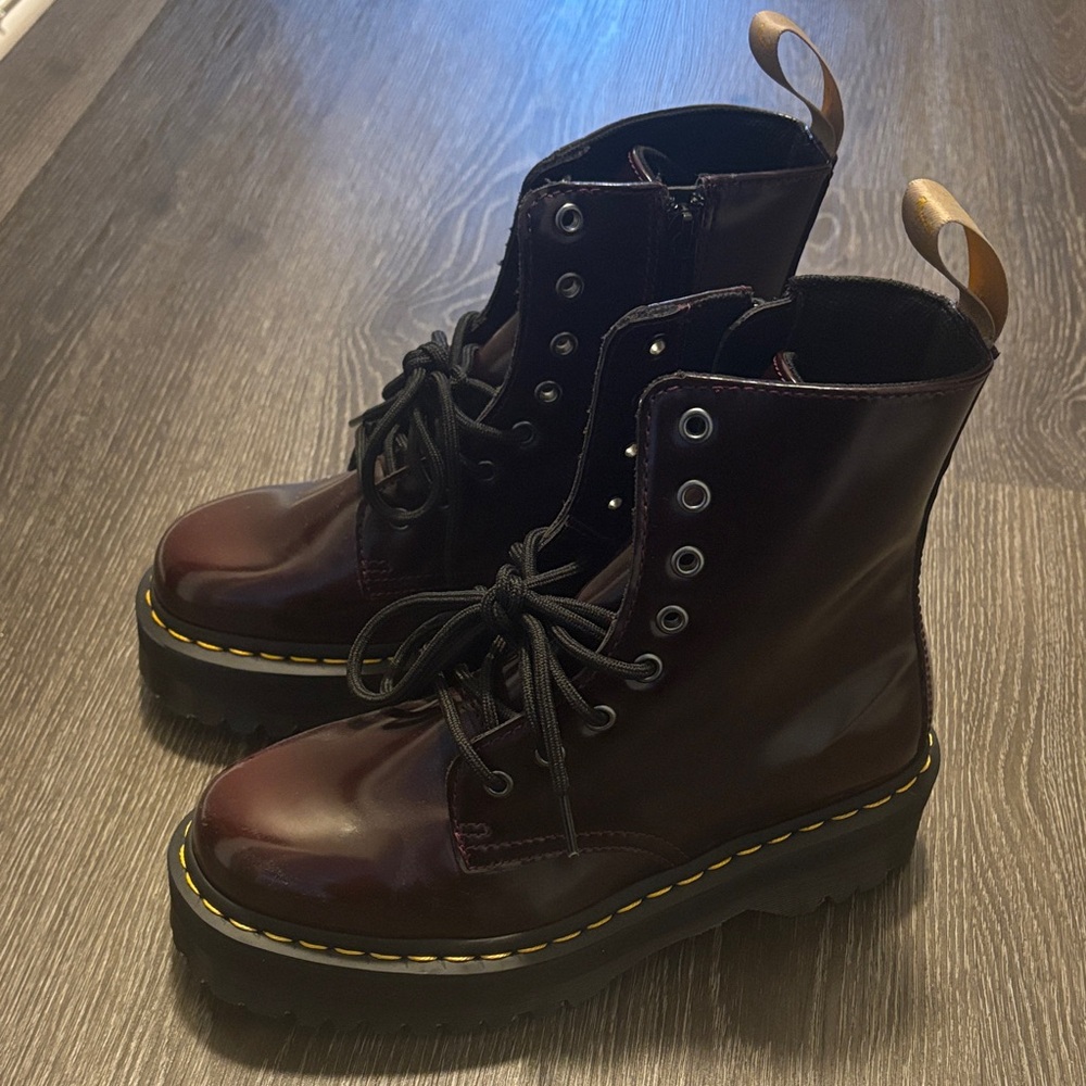Dr. Martens Dark Burgundy Combat Boots Burgundy color
